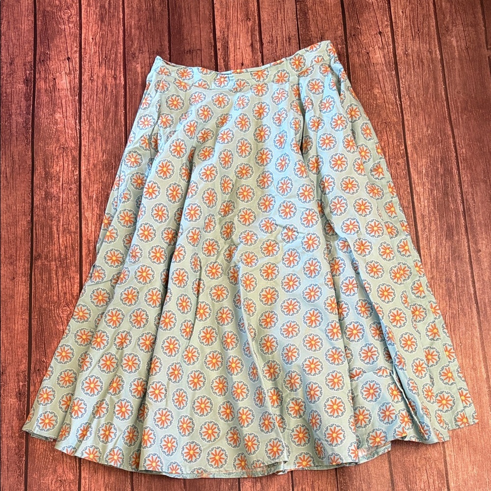 Vivien of Holloway Teal Print Circle Skirt Sz W30